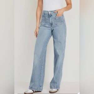 Old Navy Women's Denim Extra High-rise Light Blue Wide-Leg Trouser Jeans 8